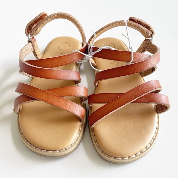 Cat & Jack Cognac Strappy Velcro Sandals - Picture 1 of 4